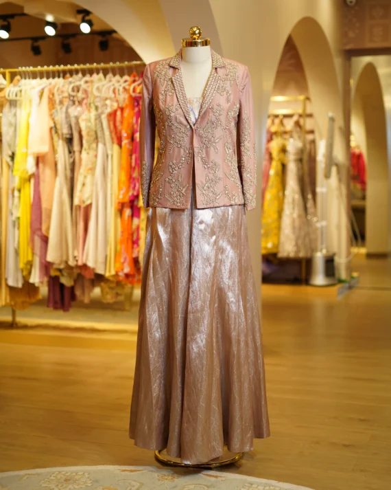 Pink Plazo with Hand Work Blazer