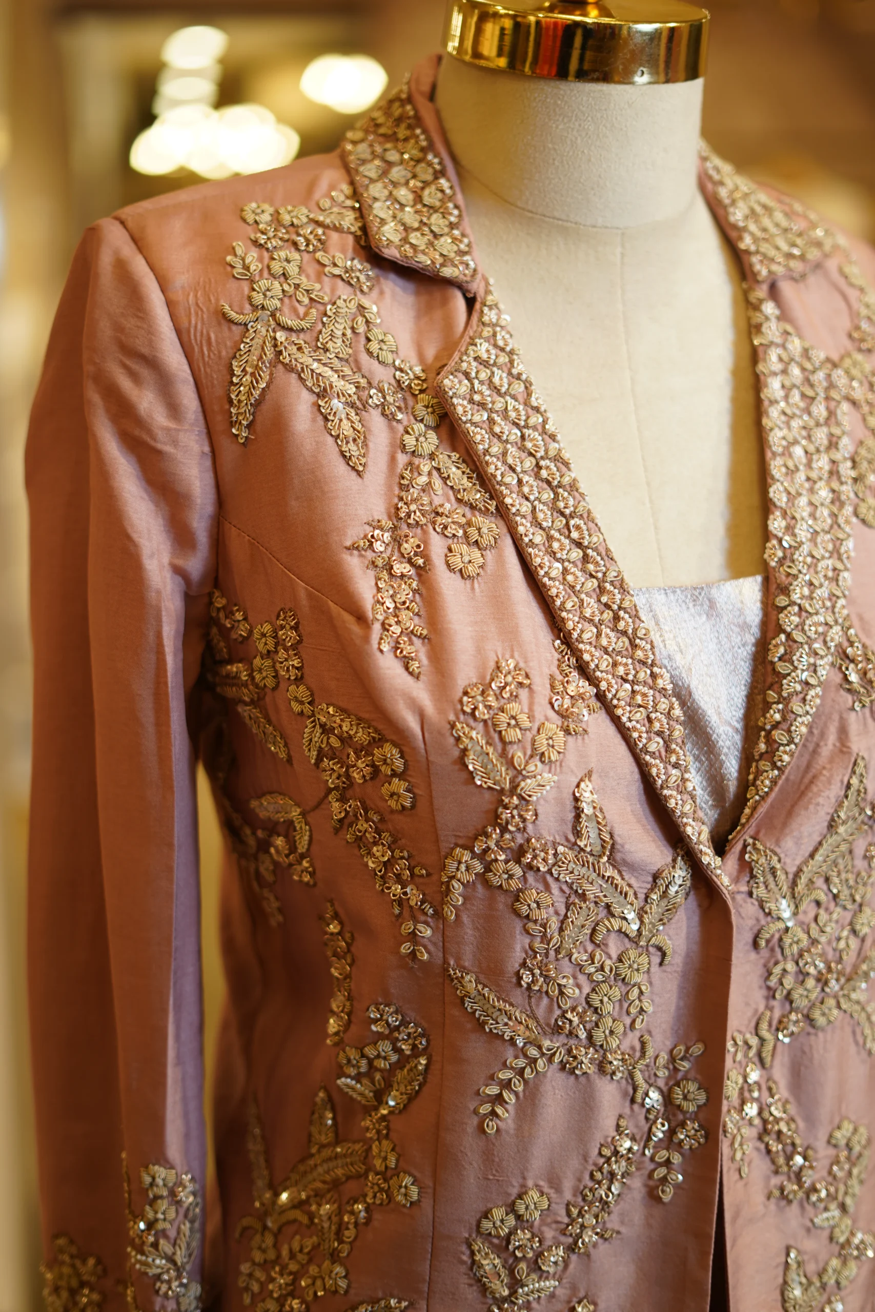 Pink Plazo with Hand Work Blazer