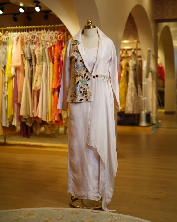 Pink Pants With High Low Blazer