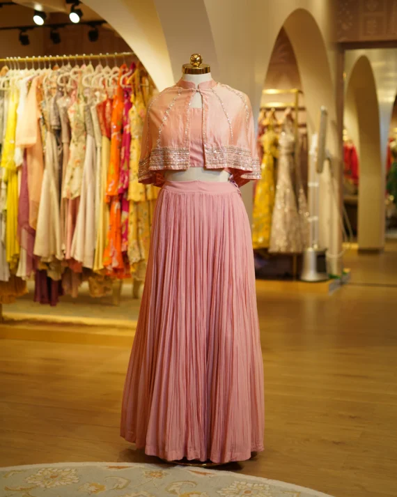 Peach Skirt with Poncho Cape