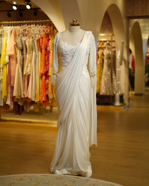 Ivory Drape Saree
