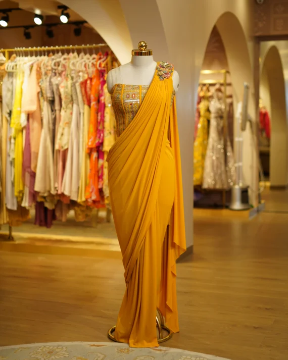 Yellow Drape Saree