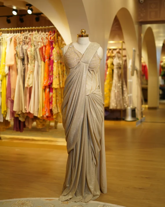 Metallic Gold Drape Saree