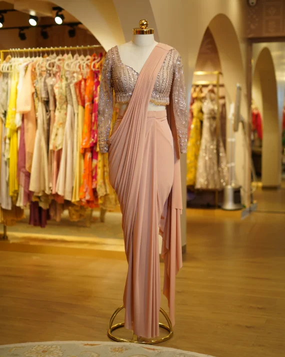 Peach Drape Saree