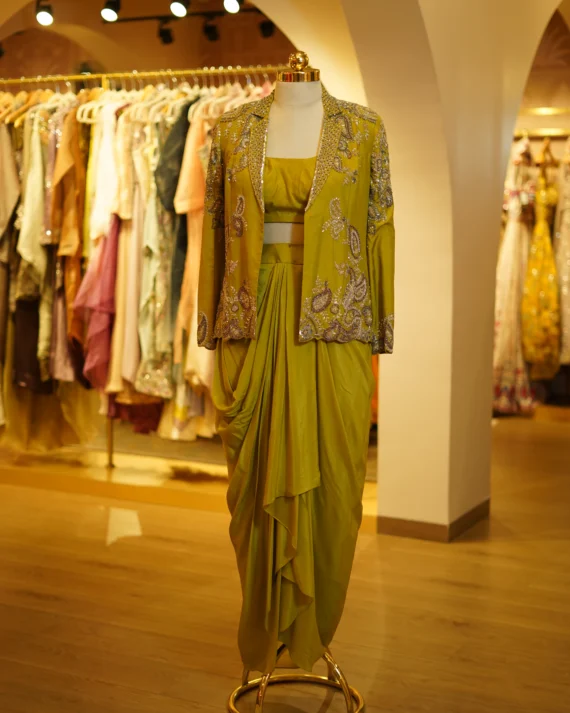 Lime-Green Drape Skirt