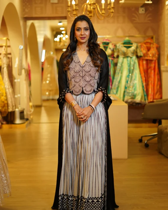 Fully Handworked Top With Flowy Pleated Pants