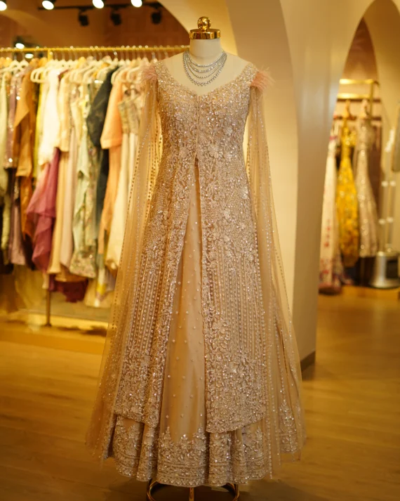 Peach Lehenga  Full Sequence And Beads Handwork