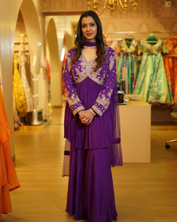 Stylish Embroidered Peplum-Style Kurta