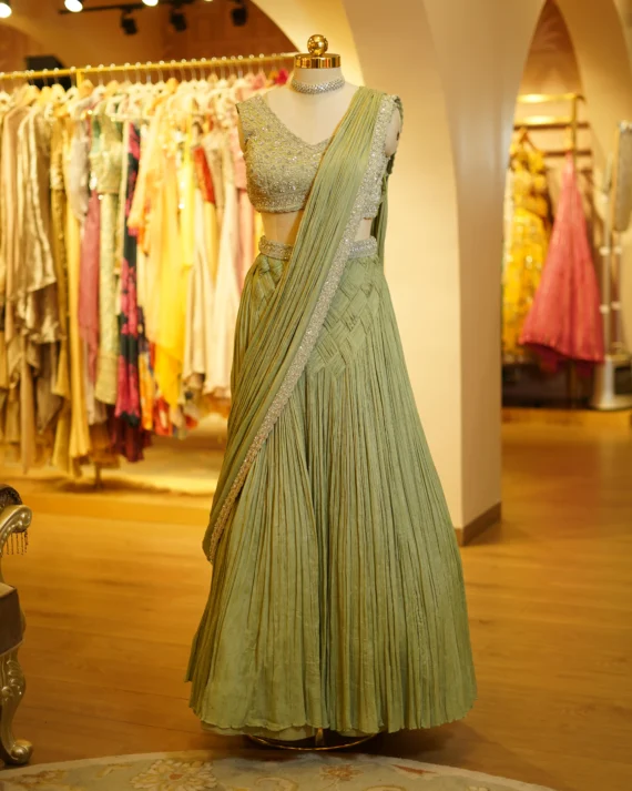 Crush Lehenga With Zardozi Hand Embroidery Blouse