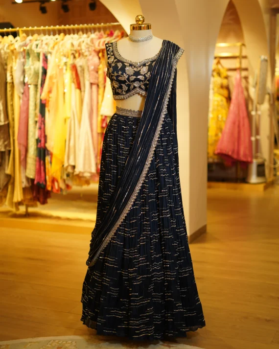 Navy Blue Lehenga Zardozi & Sequin Handwork