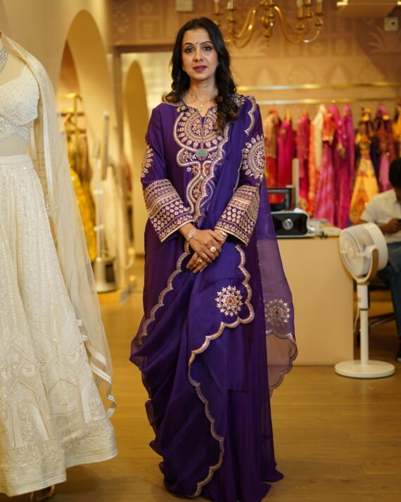 Purple kurta with Sharara Set