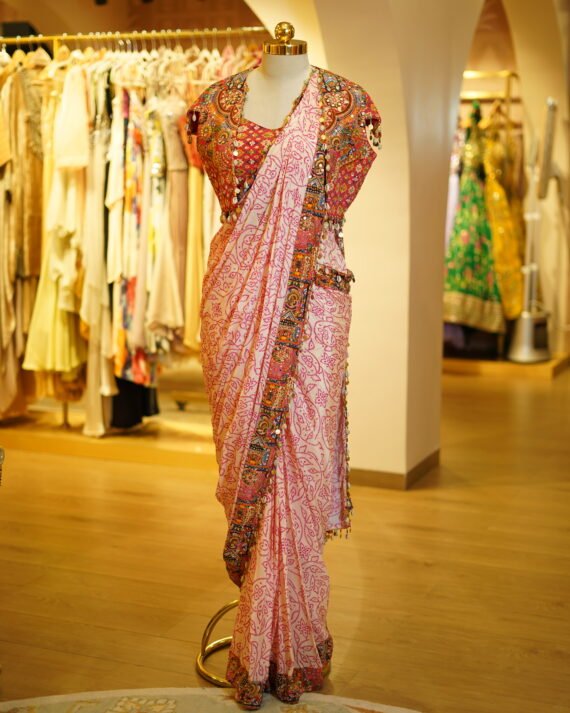 Red Printed Saree