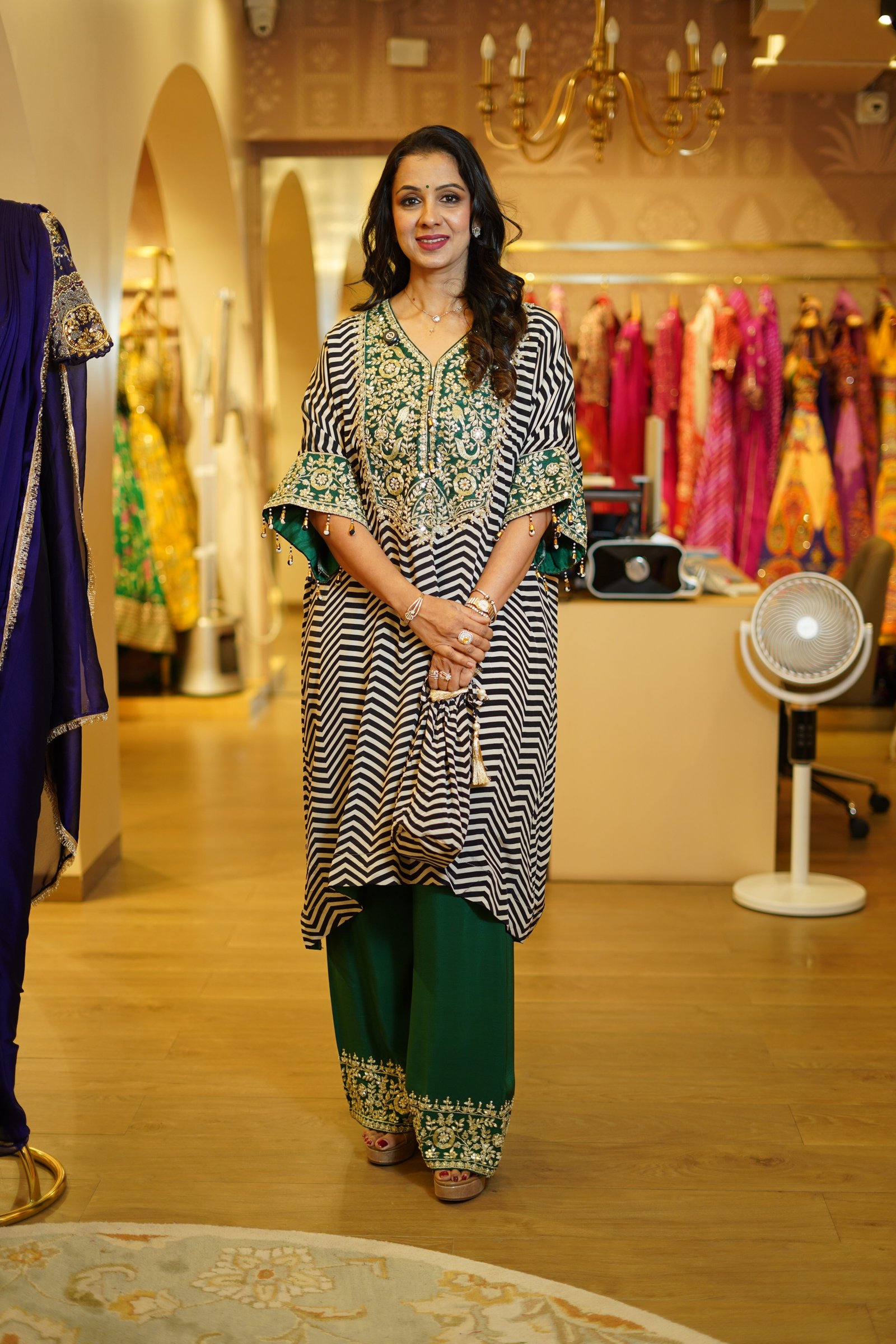 Black And White Choga Set