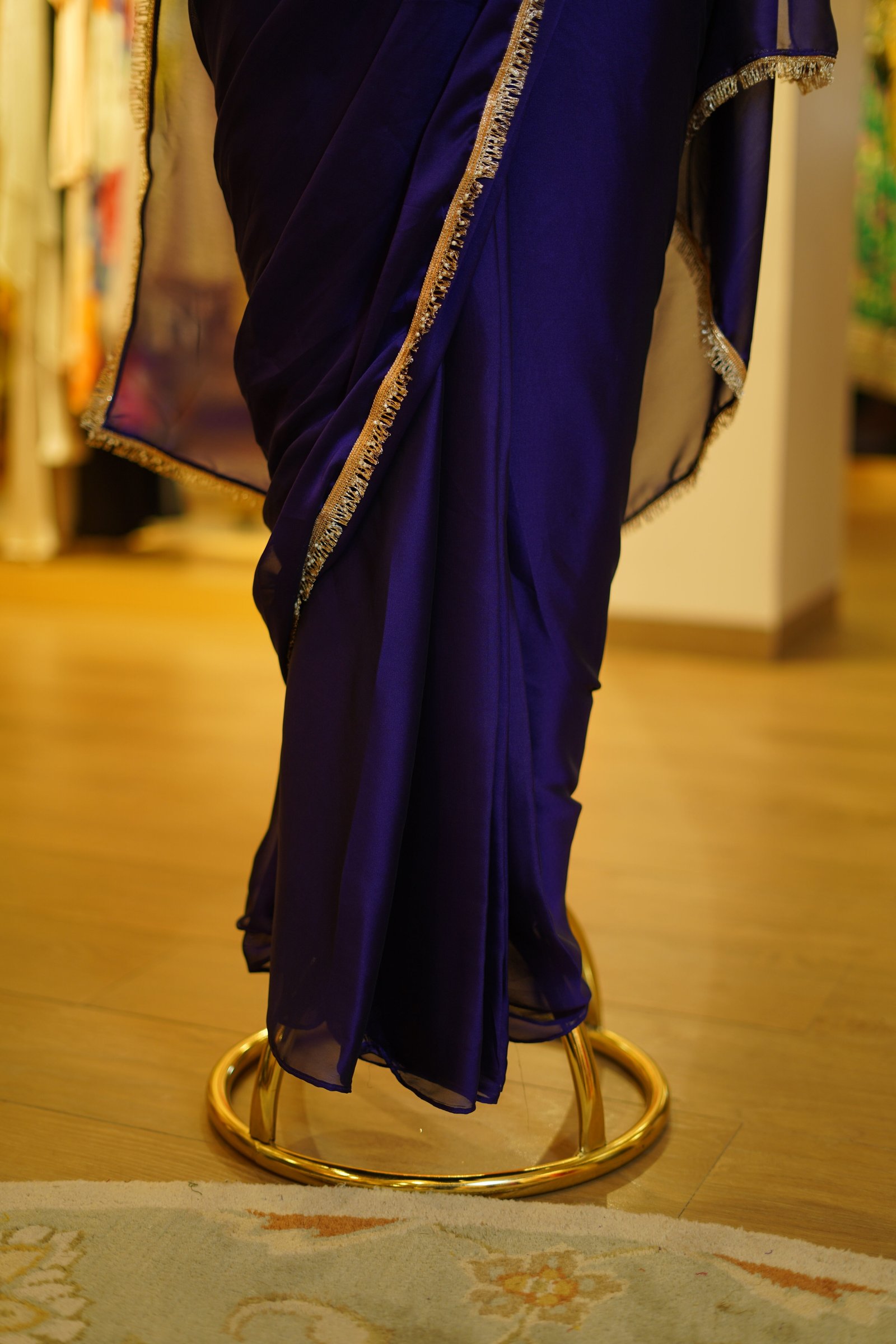 Rich Purple Drape Saree With Royal Embroidered Blouse