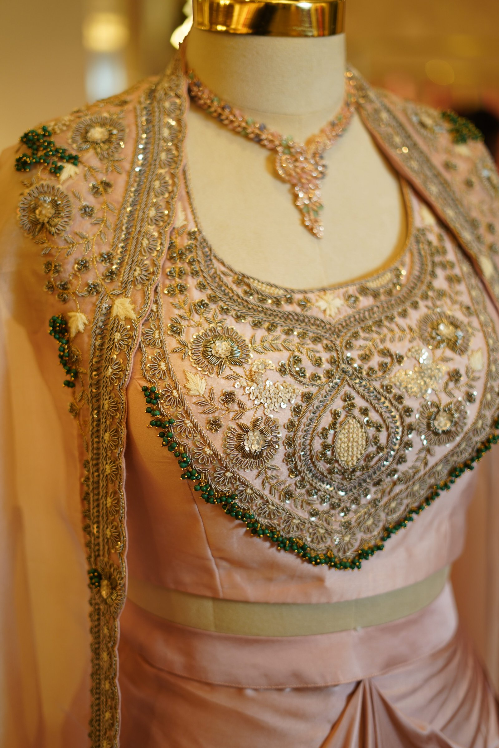 Drape Skirt With Hand Work Blouse And Cape