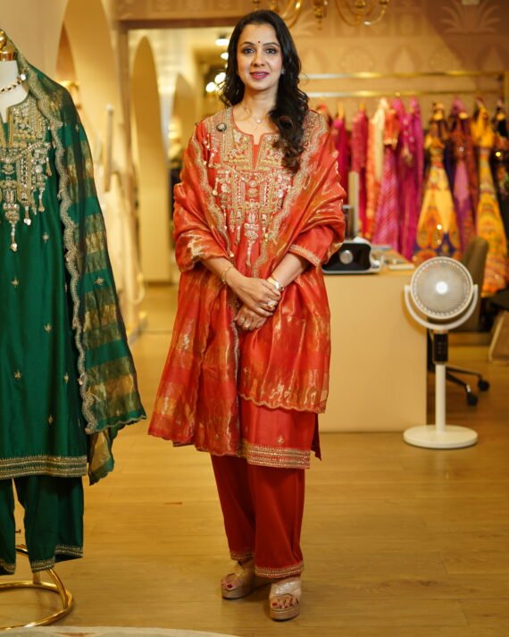 Rust Orange Traditional Kurta Set