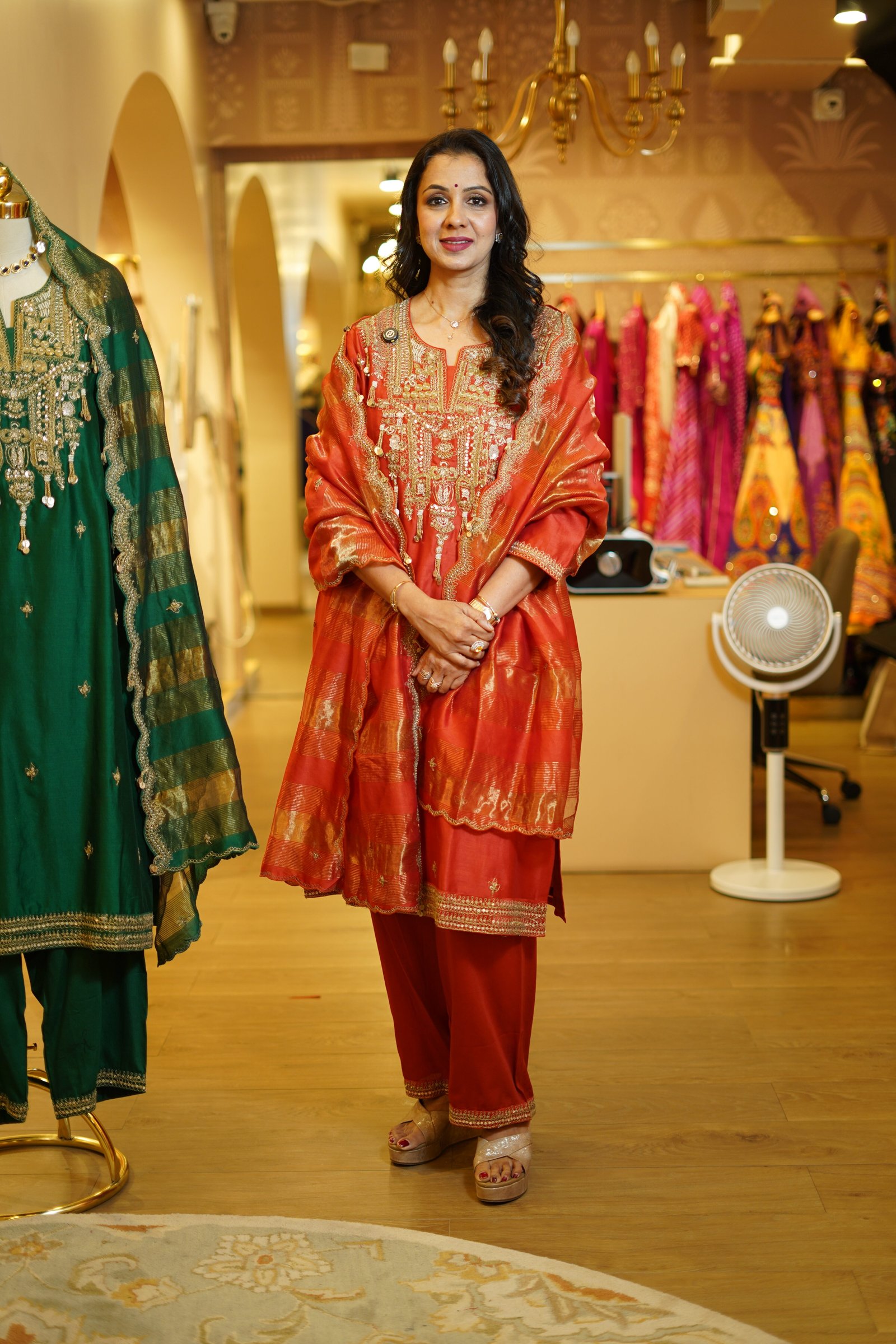 Rust Orange Traditional Kurta Set