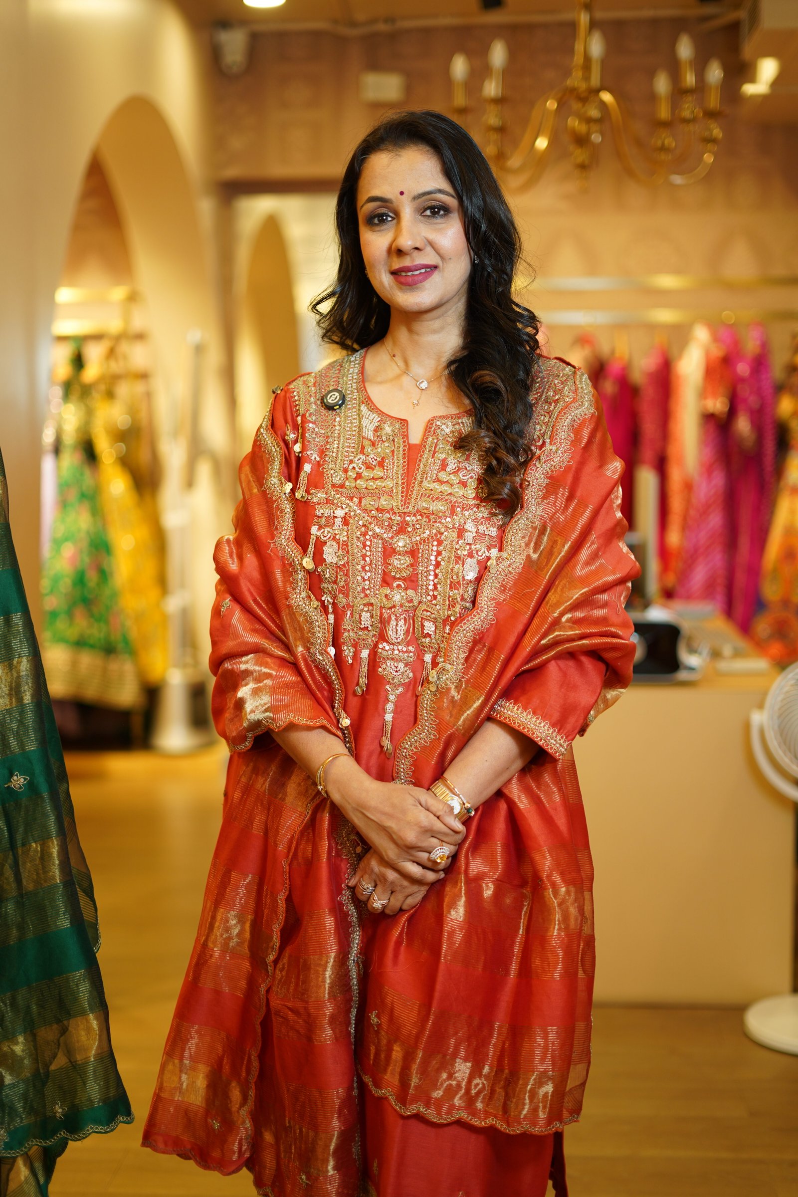 Rust Orange Traditional Kurta Set