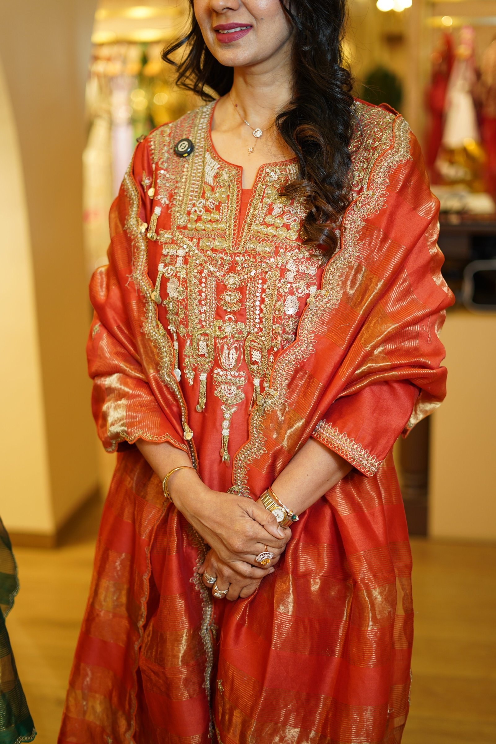 Rust Orange Traditional Kurta Set