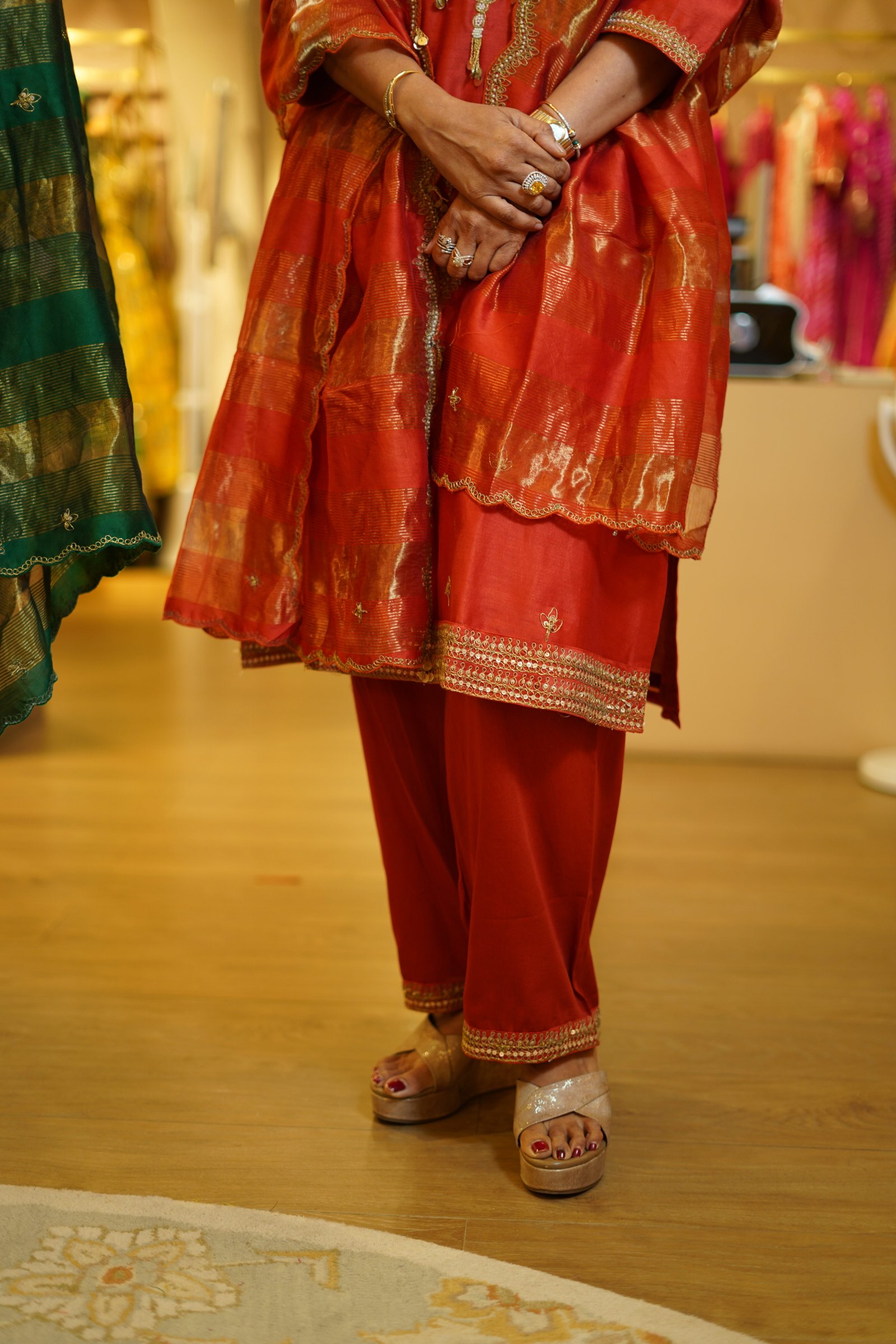 Rust Orange Traditional Kurta Set