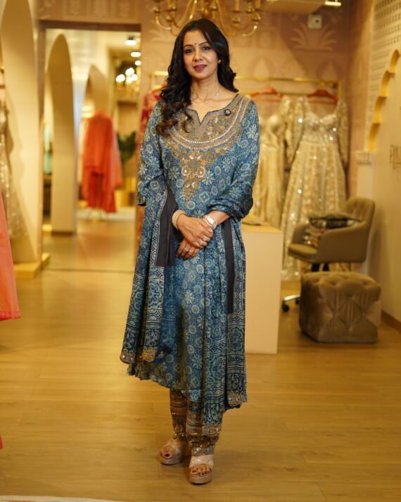 Blue Ajrakh Handwork Kurta Set
