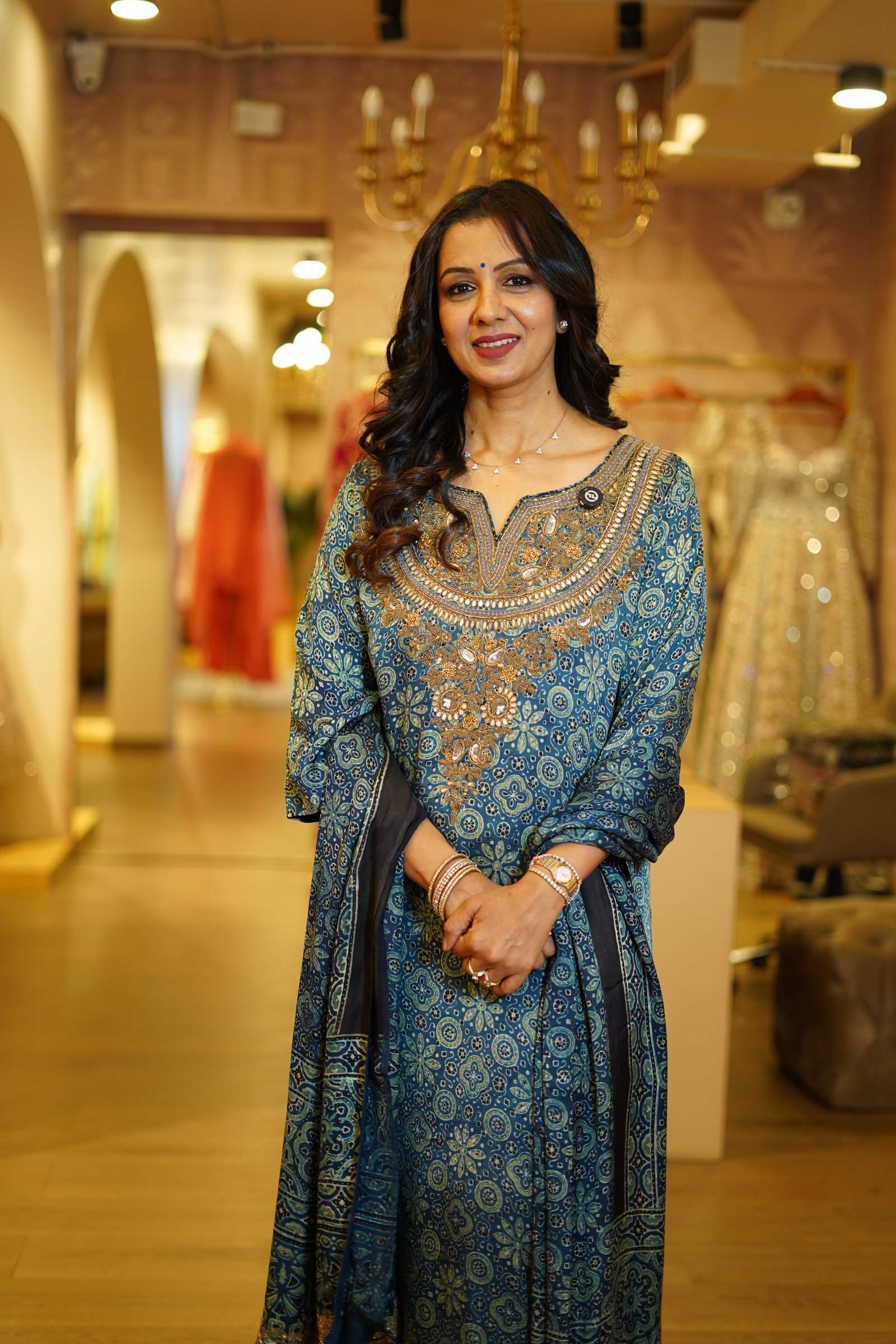 Blue Ajrakh Handwork Kurta Set