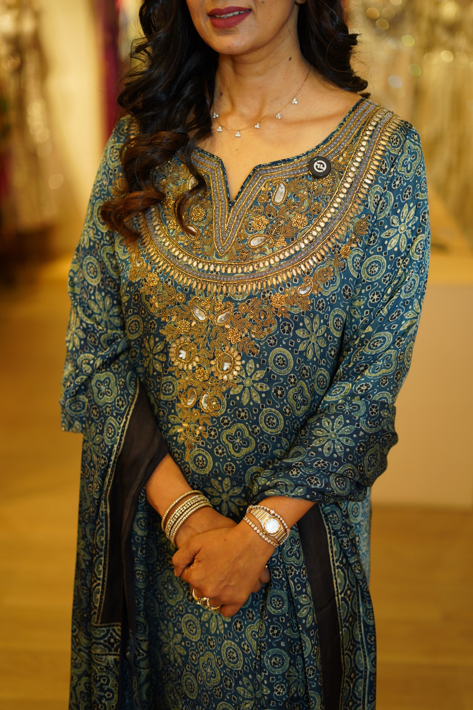 Blue Ajrakh Handwork Kurta Set