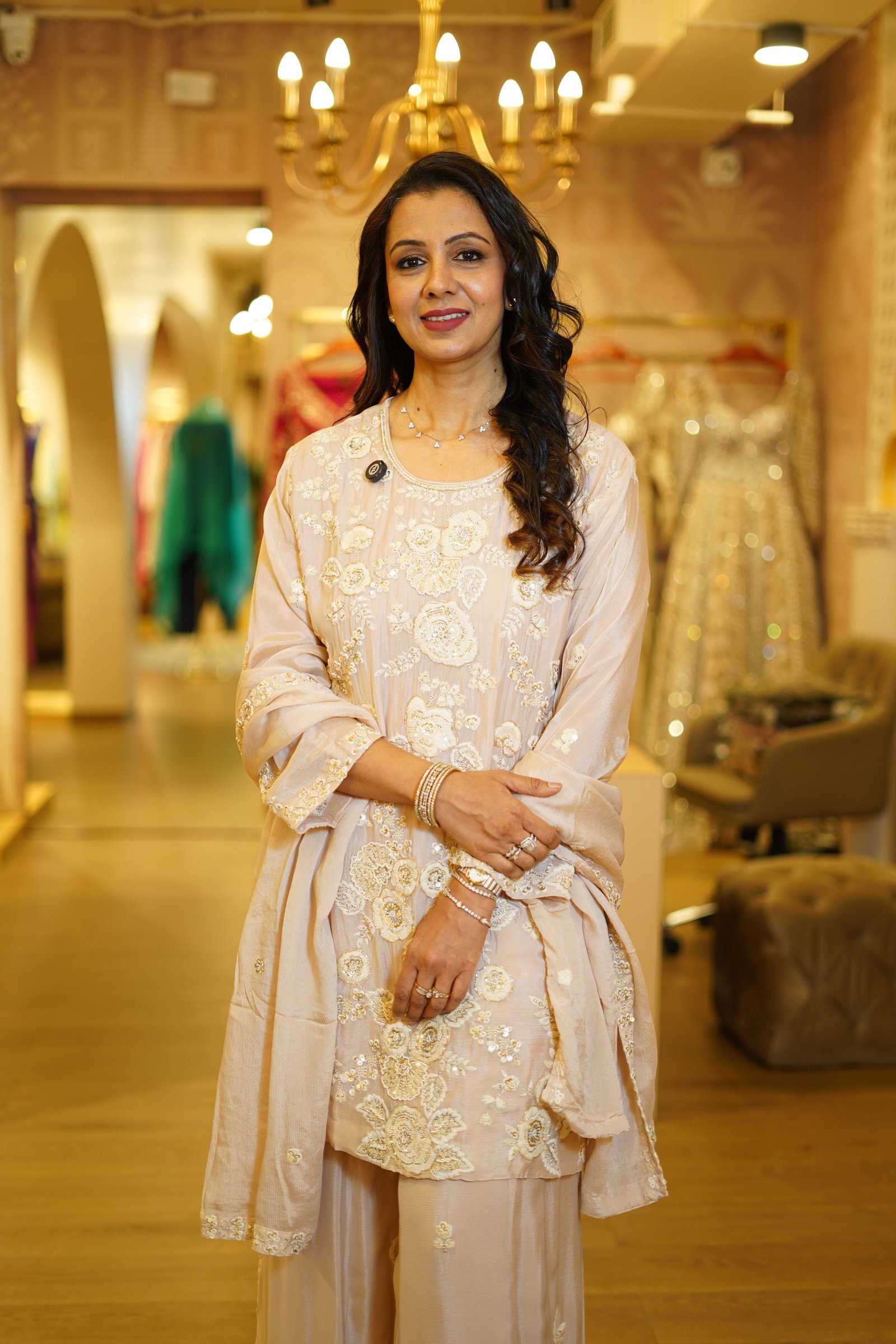 Hand Embroidered Chiffon Kurta Sharara Set