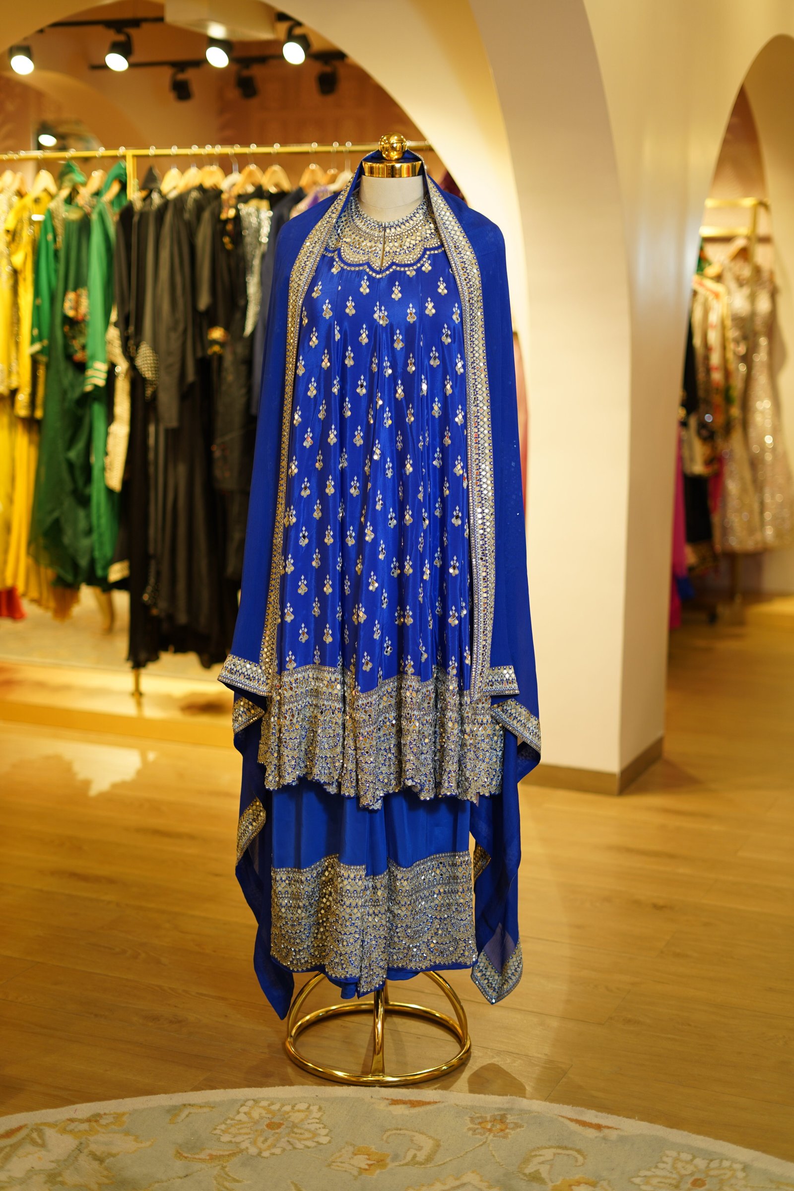 Mirror Work Short Anarkali with Dupatta