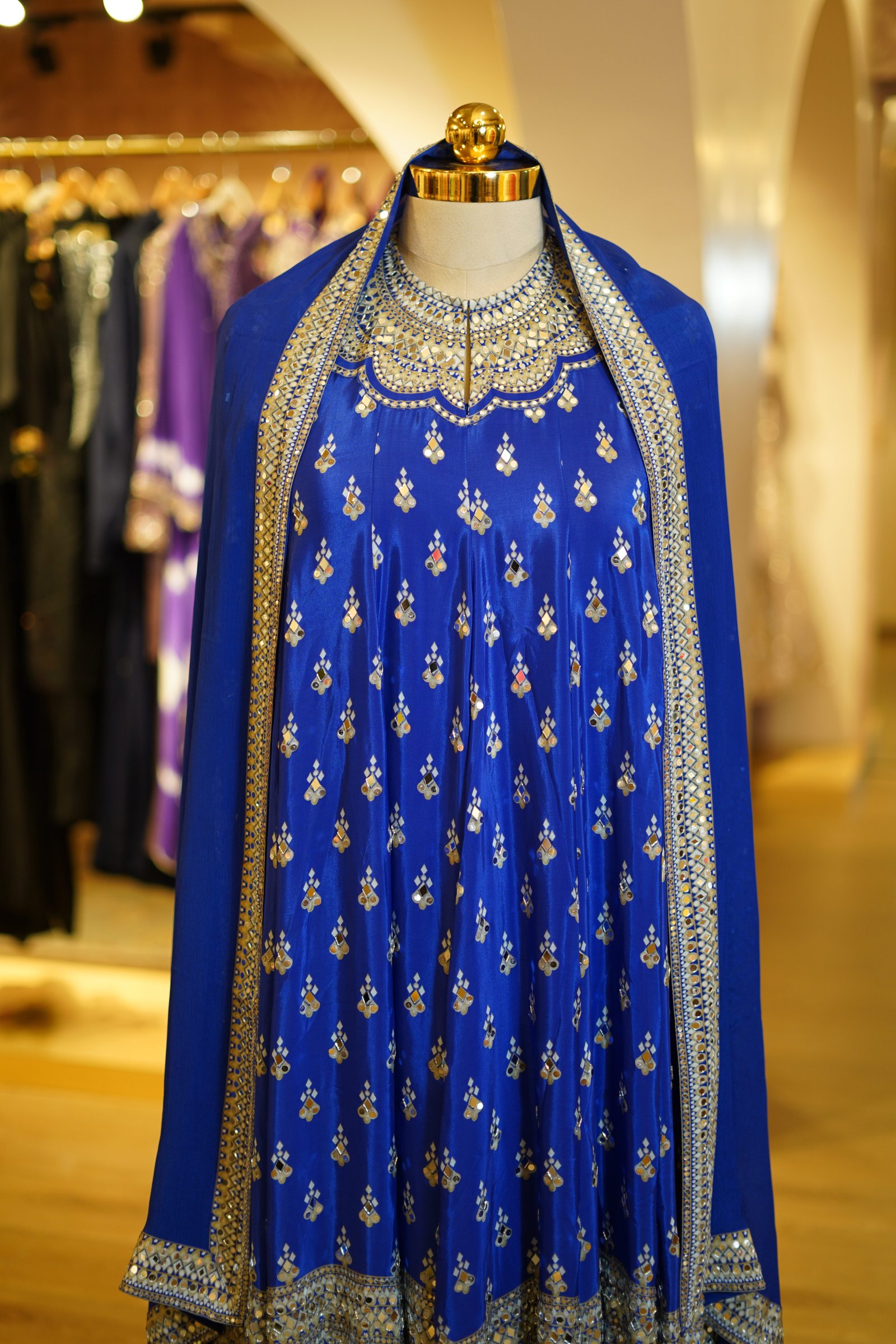 Mirror Work Short Anarkali with Dupatta