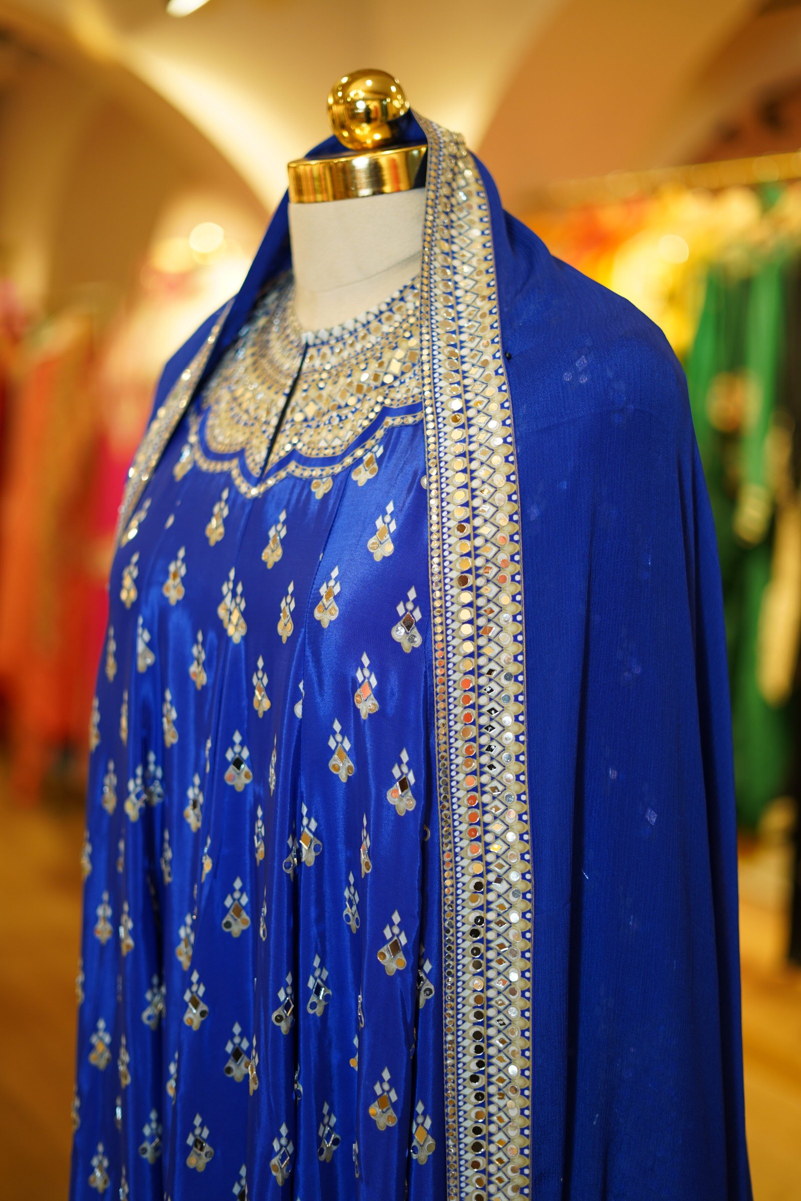 Mirror Work Short Anarkali with Dupatta