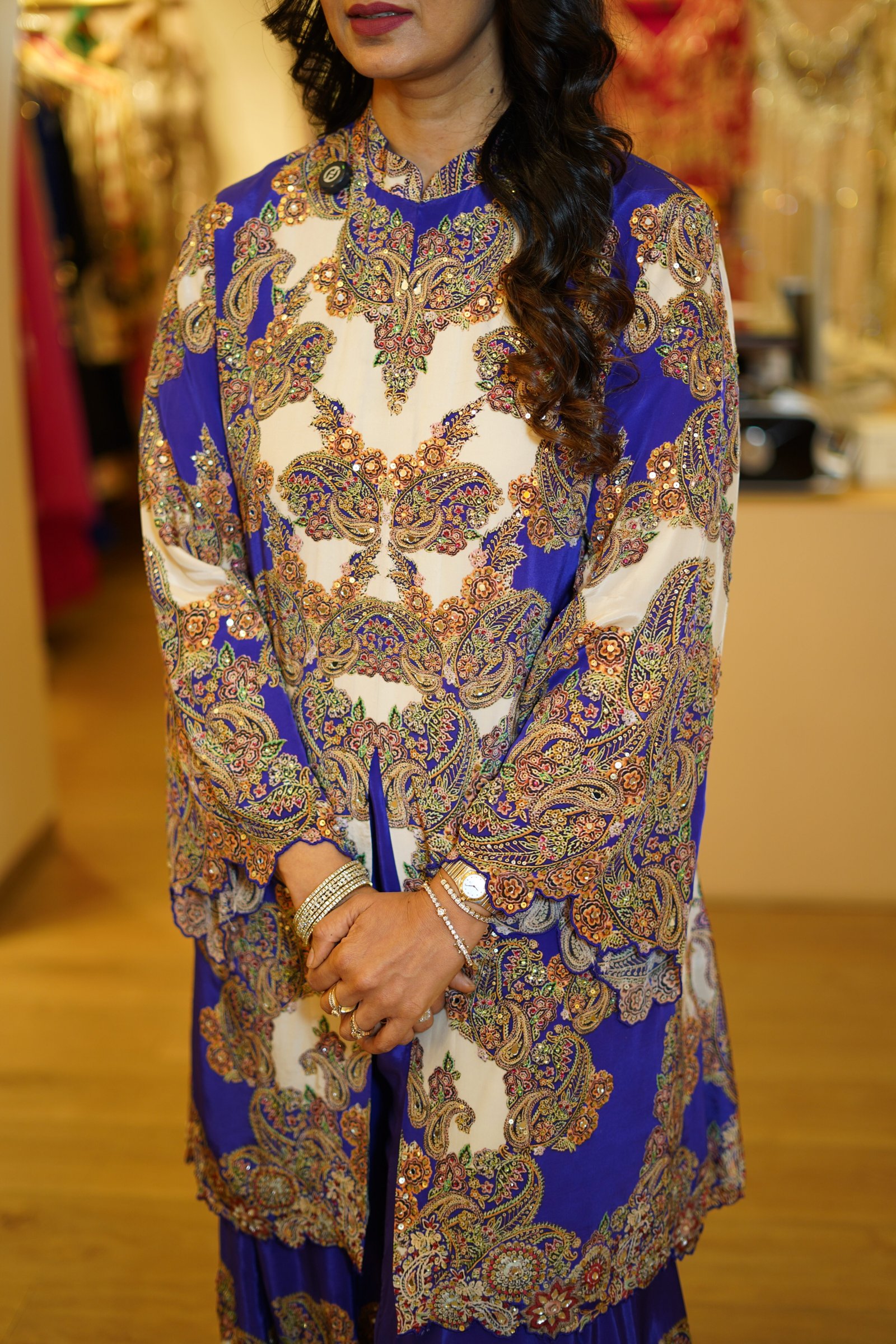 Purple and Ivory Printed Kurta Sharara Set
