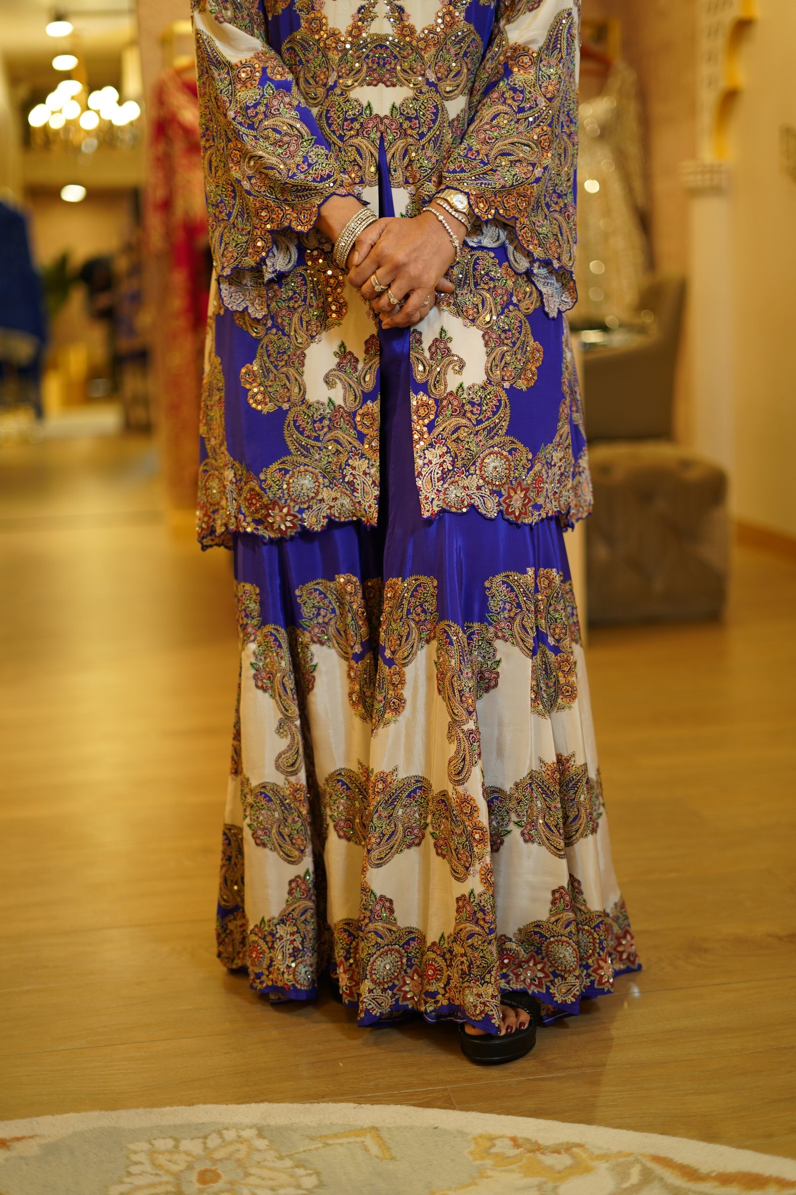 Purple and Ivory Printed Kurta Sharara Set