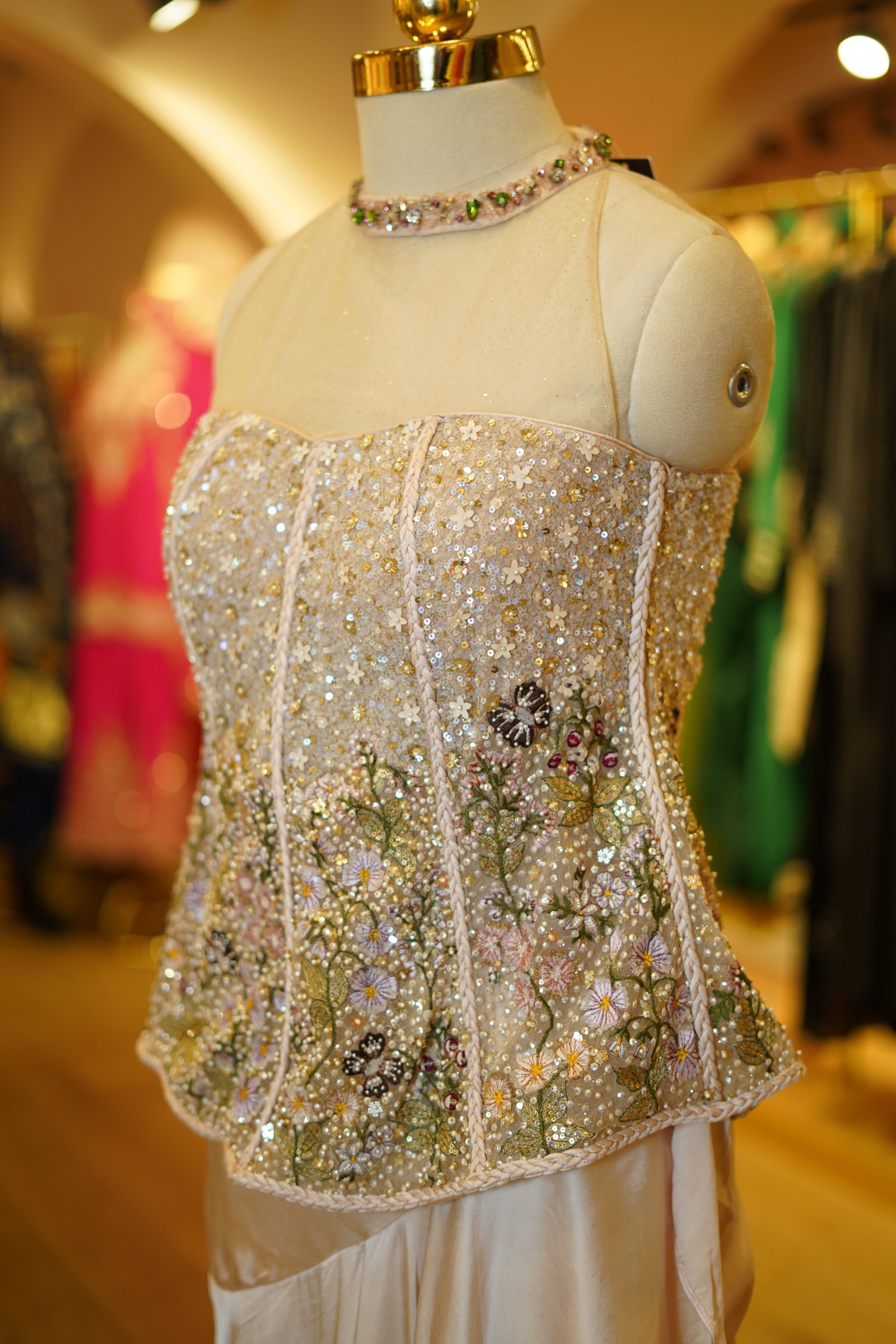 Wrap Drape Skirt with Embroidered Peplum Top
