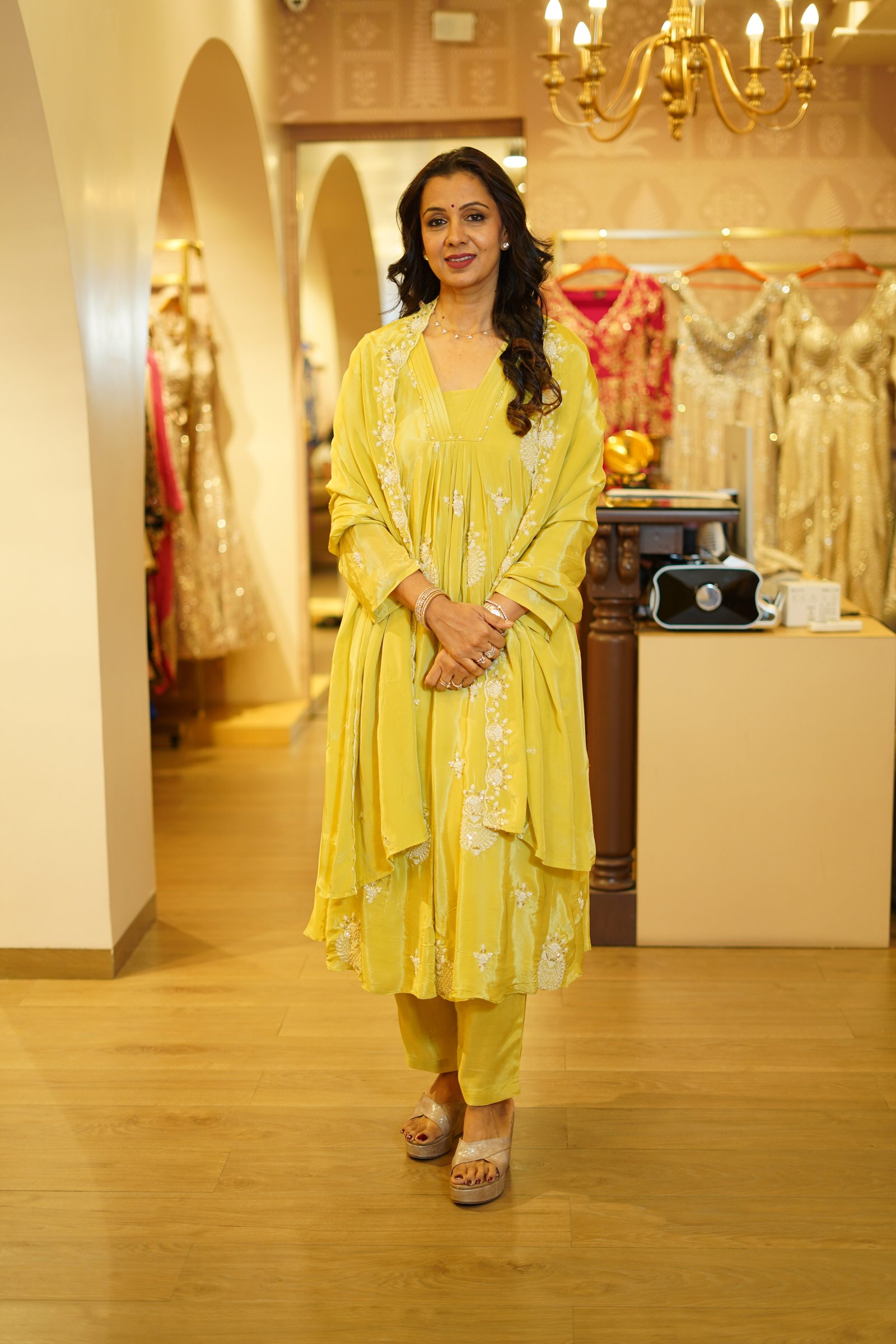 Chiffon Pearl Work Kurta Set
