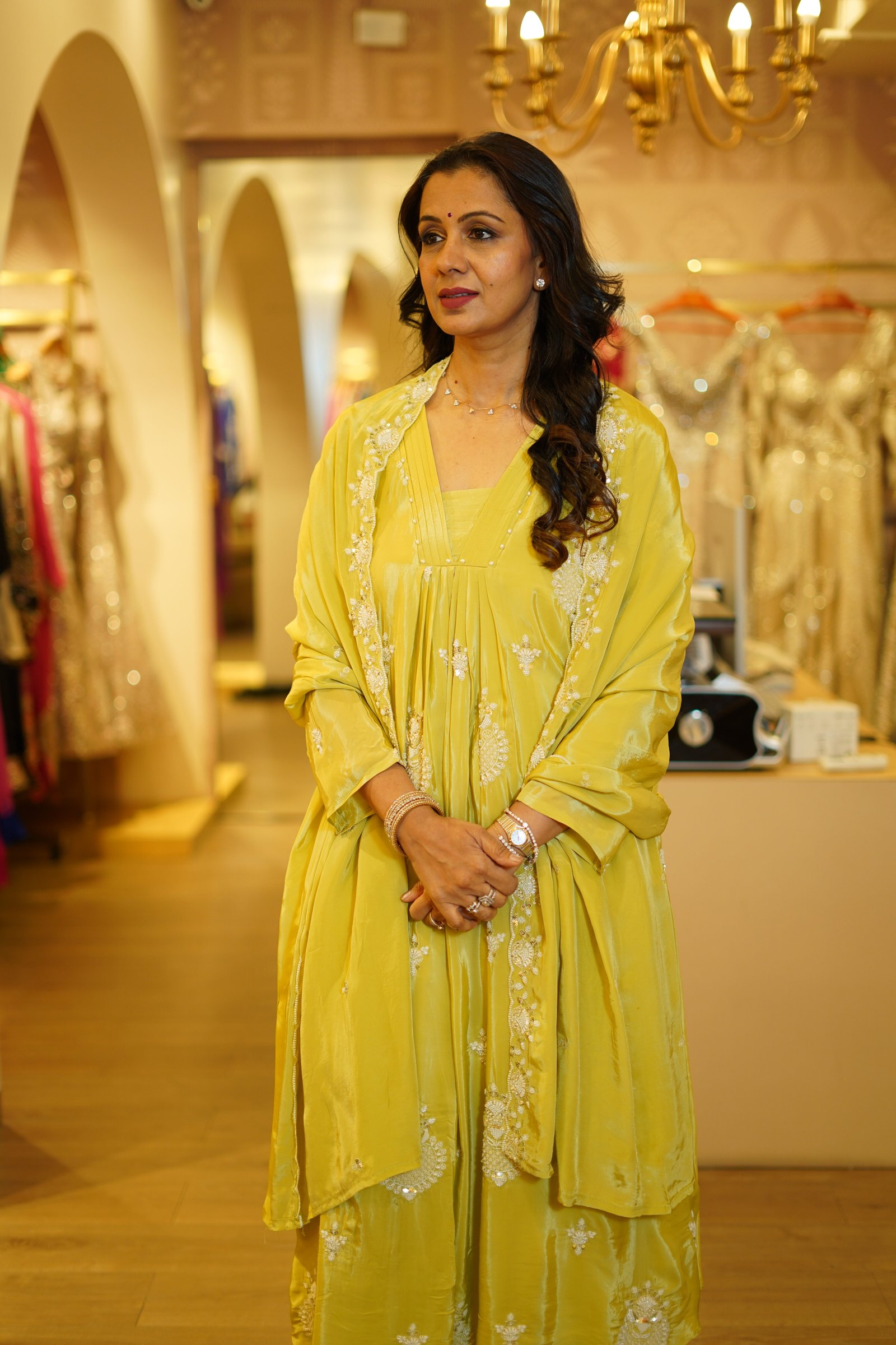 Chiffon Pearl Work Kurta Set